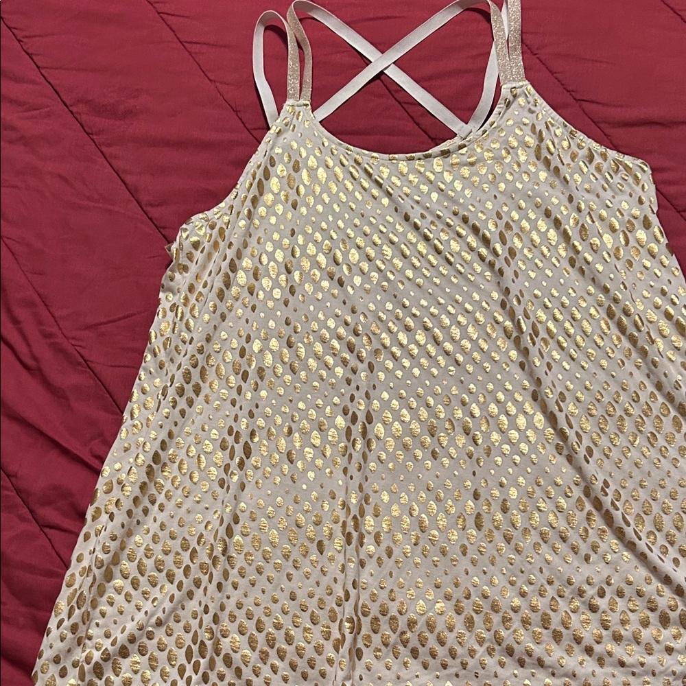 Lane Bryant sz 18/20 Cream/Gold Oval Drop Crossback Tank